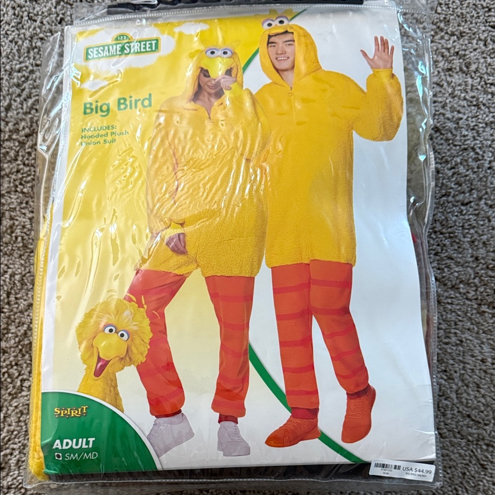 Sesame Street Big Bird Unisex Adult Hooded Plush Costume Suit